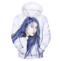 Fashion K-pop Singer IU 3D Print Hoodies Men Casual Harajuku Sweatshirts Oversized Hoodie Kids Pullovers Tracksuit Clothing 6XL blue