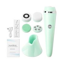 4 viename elektrinis veido valymo šepetėlis, skirtas veido odos priežiūros plovimui Sonic Vibration Massage Tool Acne Pore Blackhead Silikoninis valiklis white