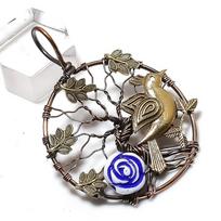 Carving Flower Gemstone Handmade Copper Wire Wrap Jewelry Pendant 2.17  J1n83