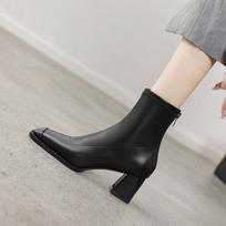 Krazing Pot Microfiber Square Toe Winter Thick High Heels Modern Boots Women Back Zipper Size 42 Elastic Ankle Boots 34 juoda