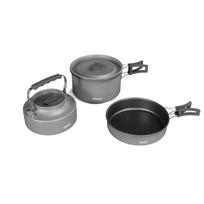 Outdoor Camping Cookware Set Camping Pot Pan and Kettle for Outdoor Backpacking Hiking set 1 gray