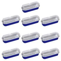1 Set Multipurpose No Odor Useful Disposable Rectangle Cake Pan Cupcake Baking Cup Container Aluminum Foil Pan mėlyna