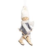 Kalėdinė slidinėjimo mergaitė lėlė Rankų darbo megzta skrybėlė Drabužiai Daugkartinio naudojimo Kalėdų eglutė kabantis Gnome Dekoracija Ornamentas Pakabukas Vakarėlis Šventės Dovana G white