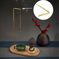 1PC Brass Smoke Backflow Incense Holder With Wooden Incense Tray Ceramic Ash Catcher