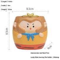Creative Planter for Succulents Air Plants Resin Flower Pot Decorative Room Office Desktop Monkey King Tang Sanzang Ornaments D beige