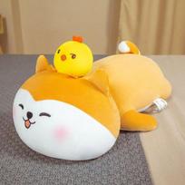 Cute Stuffed Shiba Inu Toys Plush Lying Chai Dog Soft Toy Animals Plushie Doll Pillow For Kids Birthday Gift 50cm oranžinė