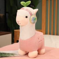 Mielos Alpakaso lėlės Gražios ausinės Alpaka pliušiniai žaislai Minkšta minkšta gyvūno pagalvė vaikams Vaikams Kalėdinės dovanos 25cm rožinė