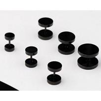 1 pora 2 vnt. vyrų štangos punk gotikos nerūdijančio plieno auskarai, universalūs auskarai 12mm juoda