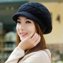 Winter Hat Women's Knitted Hat Duck Tongue Beret with Thick Velvet and Warm Knitted Hat juoda