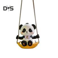 Automobilio pakabukas Mielas sūpynės Panda pakabukas Ryškus, išskirtinis galinio vaizdo veidrodėlis, pakabinamas ornamentas, automobilio apdaila juoda balta spalva