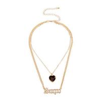 Fashion Leopard Heart-shaped Multilayer Necklace Personality Scorpio Letter Pendant Metal Thick Chain Ladies Accessories auksinė