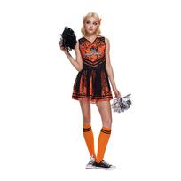 Moteriškas baisus cheerleader kostiumas Helovino suaugusiems, piktas mokyklinis kostiumas, šauni sportiška apranga Int:M