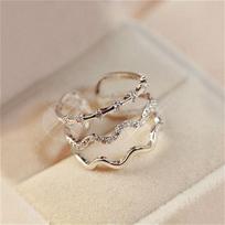 Micro Pave Zircon Open Adjustable Rings For Women Bijoux New Fashion Multilayer Wave Jewelry Accessories