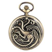 Trigalvis Dragon Quartz kišeninis laikrodis Vintage Bronze Fire Monster karoliai Senovinis senovinis laikrodis black