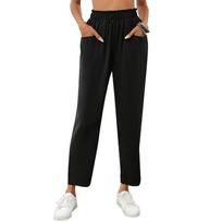 Women Black Casual Summer New Baggy Fashion High Waist Pants Summer Solid Basic Pants Streetwear Commuting Trousers On Sale S juoda