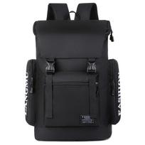 Fashion Trendy Cool Backpack Men's Flip Personality Letter Student School Bag Backpack juoda