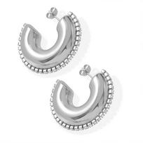 Retro Hong Kong Style Metal C-type Earrings, Smooth Surface Inlaid Zircon Niche Design, Earrings Do Not Fade, Plated with Real Gold Earrings, Women