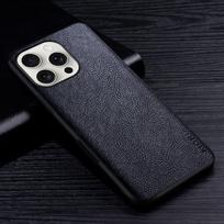 Odinis dėklas, skirtas iPhone 16 Pro Plus Max Prabangus Retro Litchi tekstūros dangtelis, skirtas iPhone 16 pro max iphone 16 juoda