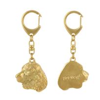 Welsh Springer Spaniel, Welsh Springer, Welsh Starter - Gilded key ring with dog, handbag decoration, luxury accessory by Art-Dog brand beige