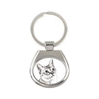 Singapura Cat - raktų pakabukas su katinu, raktų pakabukas su spauda, ​​personalizuotas pakabukas iš Art-Dog prekės ženklo sidabras