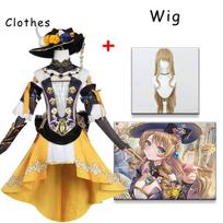 Navia Cosplay  Costume Fengdan Palace Women's Dress Hat Halloween Carnival Party Outfit Uniform Girls L-(Suit+Wig+Hat) black