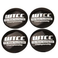 4 x automobilio emblemos ženklelio ratų lipdukas WTCC centro stebulės dangteliai juoda