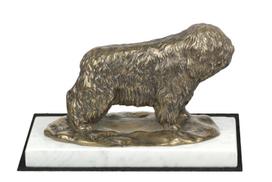 Polish Lowland Sheepdog, PON, Valee Sheepdog - dog figurine, statue on white marble, trophy for Art-Dog dog show exhibition ruda