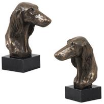 Saluki, Persų kurtas, Arabų kurtas, Gazelių kurtas - Šuns statulėlė, biustas ant akmeninio pagrindo, skulptūra, trofėjus šunų parodai iš Art-Dog prekės ženklo ruda