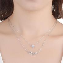 925 Sterling Silver Muti -Layer Micro Cz Leaf Zircon Necklace For Women Clavicle Chain Necklace Jewelry Wholesale S -N238 beige