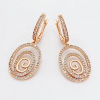 Aomigc New 585 Rose Gold Micro Wax Inlay Double Round Row Cubic Zircon Dangle Earrings Women Wedding Luxury Party Jewelry Gift