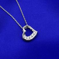 925 Sterling Silver Heart Pendant Choker Rhinestone Aaaa Cz Necklace Luxury Fine Jewelry Necklaces For Women Collares 40cm+5cm blue