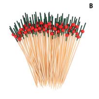 100 vnt 12 cm bambukiniai dantų krapštukai Pick Buffet Cupcake Fruit Fork Party Desertas Salotos Kokteilio iešmas vestuvių vakarėlio dekoravimui B red