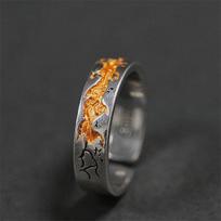 Explosion Style Thai Silver Retro Men 'S Open Ring Personality Cracking Simple Old Hammer Hypoallergenic Ring Resizable