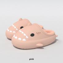 fashion Shevalues Plush Shark Slippers For Women Men Winter Warm Cartoon Cotton Slippers Couple Non-Slip Waterproof Outdoor Home Shoes 36-37(22.5-23cm)