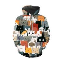 New hooded pullover tide models hooded sweatshirt spring and autumn fashion men and women models 3D hoodie cartoon printing sweatshirt S