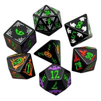 Halloween Dice 7pcs Polyhedral Dice Set D&D with Ghost, Pumpkin Pattern for DND Role Playing Game Board Game Halloween Theme Dice black