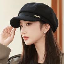 Classic Cloud Embossed Beret Hats Vintage Solid Color Painter Cap Lightweight Octagonal Newsboy Hat for Women Autumn Winter ONE SIZE juoda