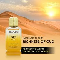 Bella Vita Luxury Men Oud Gold Eau De Parfum Intense skysti kvepalai su karamele, orris, rožėmis, jazminais | Woody Long Lasting Edp kvapas 100 ml 100ML
