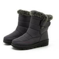 Cotton Shoes Snow Boots Women's Fur Collar Waterproof Women's Boots High Top Non-slip Warm Women's Cotton Shoes Large Size 45 44 juoda