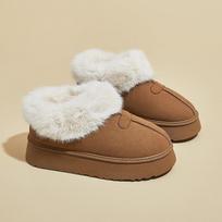Laisvalaikio stambios platformos sniego batai moterims Žieminiai šilti dirbtinio zomšo ankle boots su dirbtinio kailio pamušalu Moteriški patogūs neslystantys trumpi batai Avalynė 35 ruda