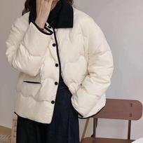 White Duck Down Down Jacket Female Autumn And Winter Collar Short Section Of Light And Thin Versatile Bread Clothing Cotton Jacket Jacket M smėlis