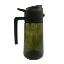 470 ml 2-in-1 aliejaus dozatorius, maistinis, be BPA, atsparus nuotėkiui, didelės talpos aliejaus purškiklis, laikymo butelis su rankena tamsiai žalia spalva