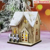 Kalėdinės LED lemputės medinis namas Šviečianti kabina Linksmų Kalėdų papuošimai namams „Pasidaryk pats“ Kalėdų eglutės papuošalai Dovana vaikams Naujieji Metai