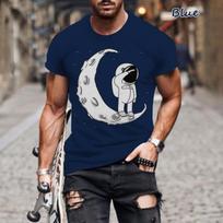 Astronaut 3D T shirt Space Swing Under Moon Digital Print T-shirt Short Sleeve Funny Aviation Tshirt 3XL gray
