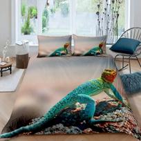 Chameleonas Antklodės užvalkalų rinkinys 3D Laukinio gyvūno tema Viengulis patalynės rinkinys Laukinės gamtos antklodės užvalkalas Berniukams Žalių lapų poliesterio dygsniuotas užvalkalas 70x133cm 2pcs