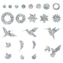 2 Sheets Window Decals Glossy Ornamental Hummingbird/Leaf/Feather Shape Universal Suncatcher Static Glass