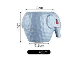 480ml Žydros Spalvos Mielas Drambliukas Keramikinis Tiki Puodelis Restorano Viešbučio Molekulinio Rūkyto Kokteilio Stiklinė Havajų Paplūdimio Šventės Gėrimų Puodeliai Elephant Tiki Mug 480ml