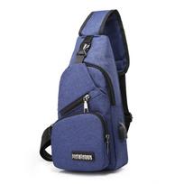 Madinga Sling Bag Vyriška USB Įkraunama Krūtinės Kuprinė Maža Kuprinė Dieninė Kuprinė One Size mėlyna