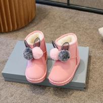 Žieminiai vaikiški „Hairball Snow Boots“ plius „Fleece“ storinti vaikiški batai Madingi šilti medvilniniai batai rožinė