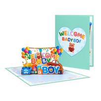 3D Pop Up Newborn Baby Greeting Card Unique 3D Popup Greeting Card For Welcoming New Baby Boy and Girl With Warmth B blue